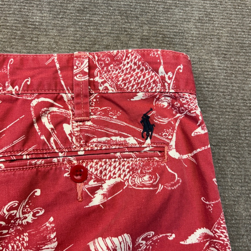 Polo Ralph Lauren Fishing Shorts Men's 36 Red AOP Fish 100% Cotton 10" - Picture 11 of 11